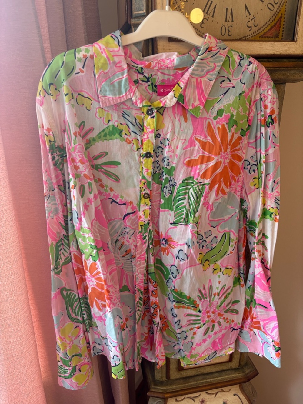 Lilly Pulitzer for Target Pink, Green & Orange Floral Button-Down Shirt